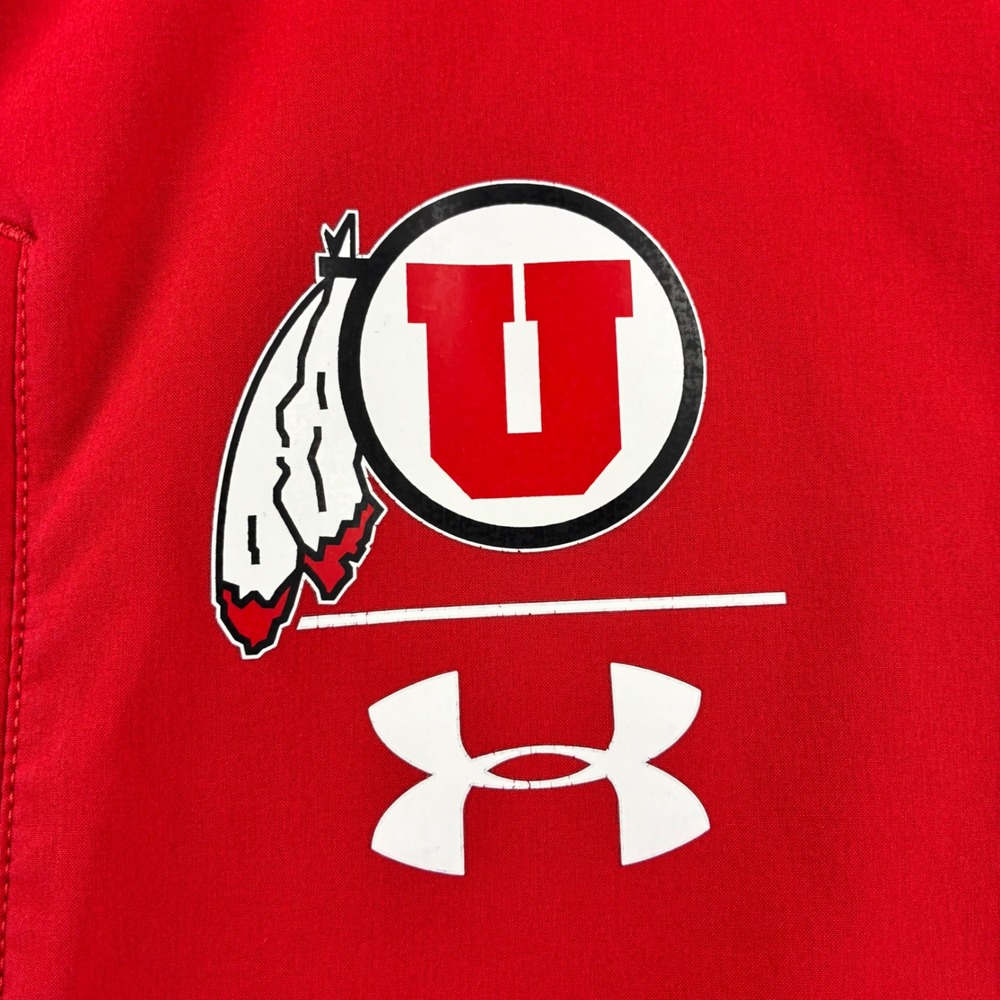 Under Armour Utah Utes Men XL Red 1/2 Zip Short Sleeve Hoodie Pullover Loose Fit - Picture 4 of 16